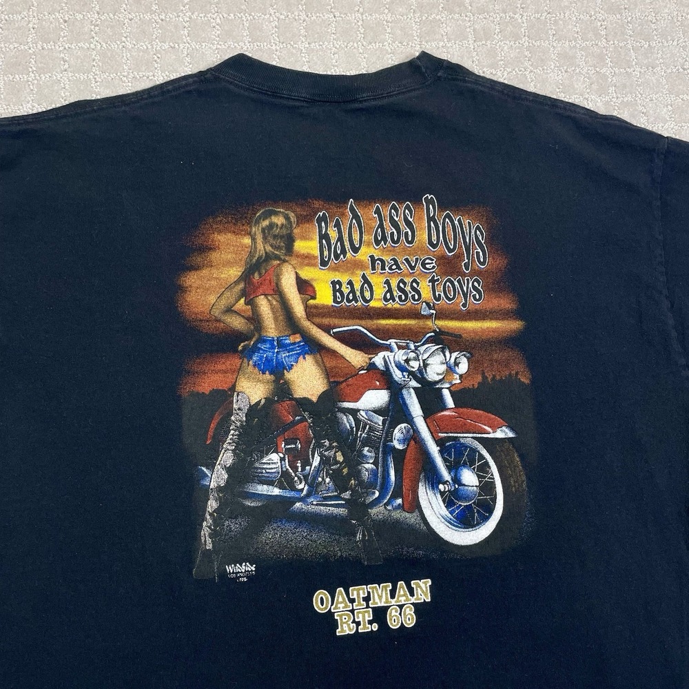 Vintage Bad Ass Boys Have Bad Toys Route 66 XL 90s Biker Motorcycle Tshirt